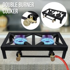 UK Cast Iron Double Burner Cooker Gas LPG Boiling Ring Restaurant Catering