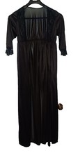 Vintage Union Made Black Lace Robe Cover Long Peignoir RN 17551