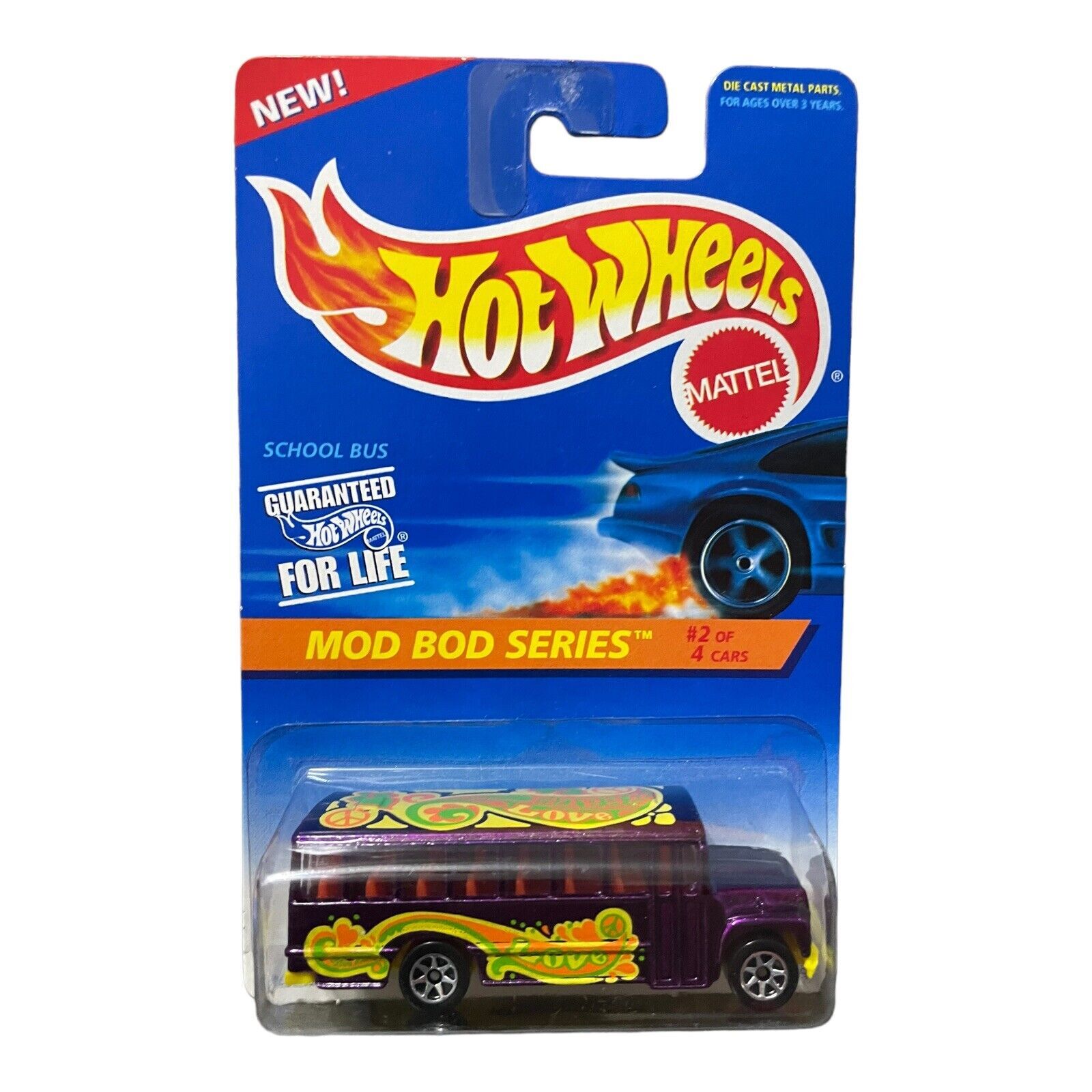 1996 Hot Wheels Mod Bod Series School Bus #397 Purple Yellow
