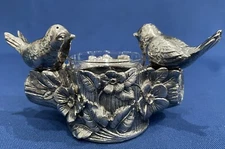 ATQ Weidlich Bros Silver Plate OPEN SALT CELLAR & Lovebirds Pepper Shakers 1920s