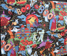 1 Yd Halloween Boo Haunted House Witch Spooky Fabric Concord Fabrics by Kesslers