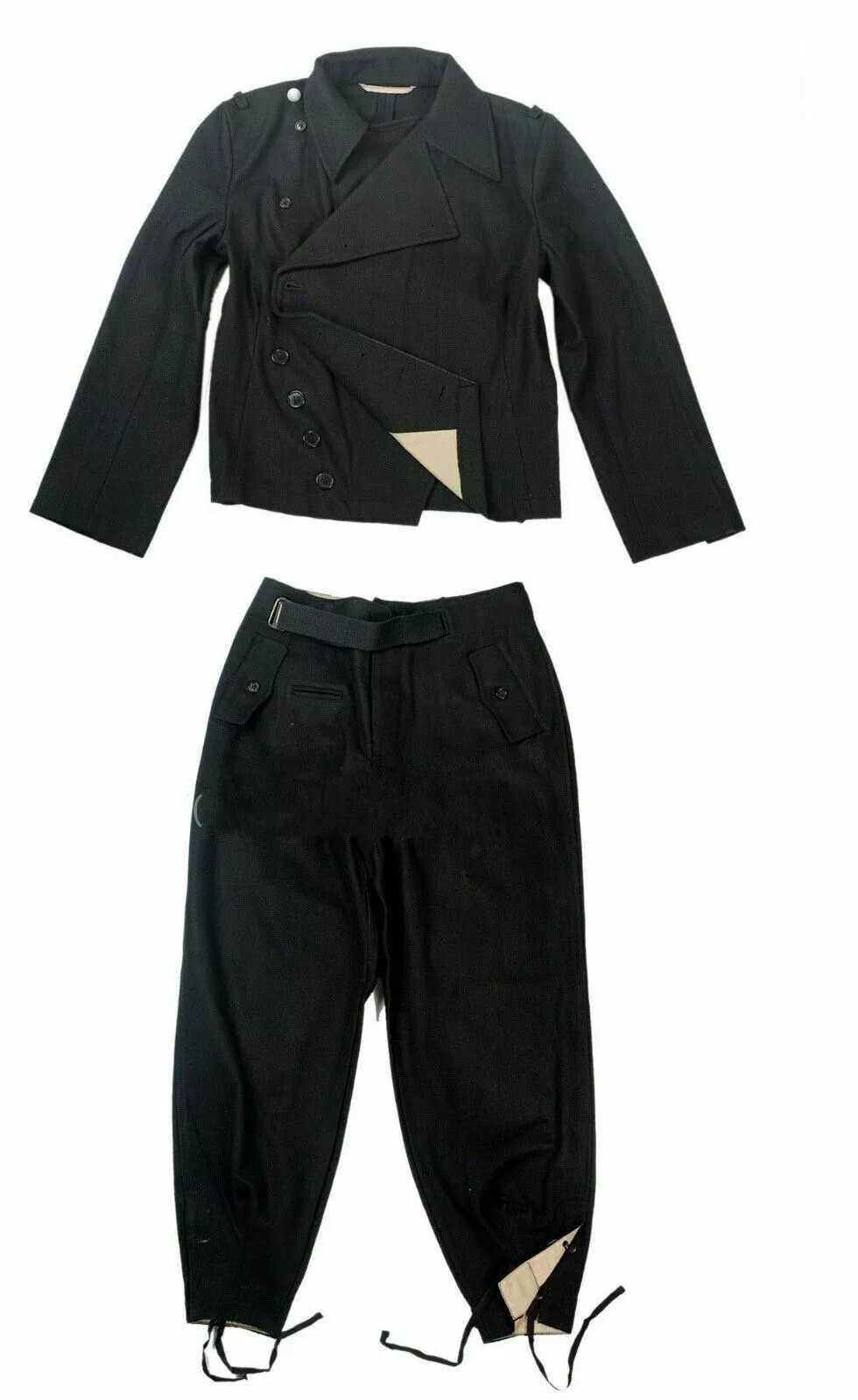 GERMAN WH PANZER BLACK WOOL OUTDOORS JACKET & PANTS SET SIZE XXXL WWII REPRO