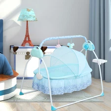 Electric Auto-Swing Baby Crib Cradle Infant Music Basket Sleeping Bed +Bluetooth
