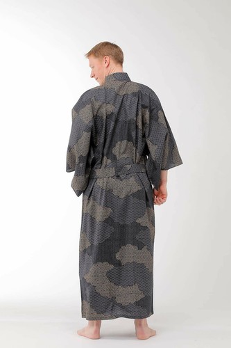 Accappatoio Giapponese Yukata Kimono Uomo Modello Nuvola Cotone Made in Japan - Foto 6 di 12
