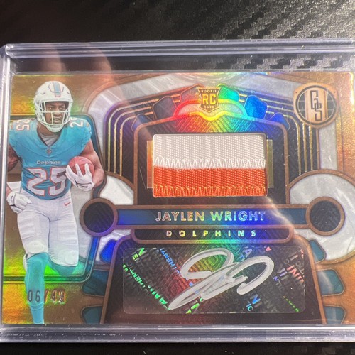 2024 Gold Standard Jaylen Wright RC #233 Rookie Patch Auto White Gold 6/49 Phins