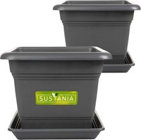 2Er Set Blumenkasten Blumentopf BlumenküBel Pflanzkasten Eckig 28X28 Anthrazit