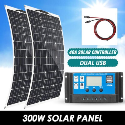 300W Solar Panel Monocrystalline 30A MPPT 12V Battery Off Grid Complete kit