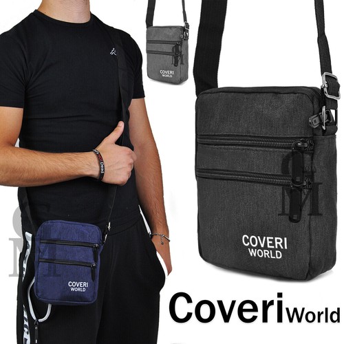 COVERI Borsa Borsello Ecopelle Tracolla Uomo Lavoro Ufficio Tempo Libero Portacellulare Tasche Zip ART.5501 Dimensioni 25 X 20 X 6 Colore MARRONE CHIARO