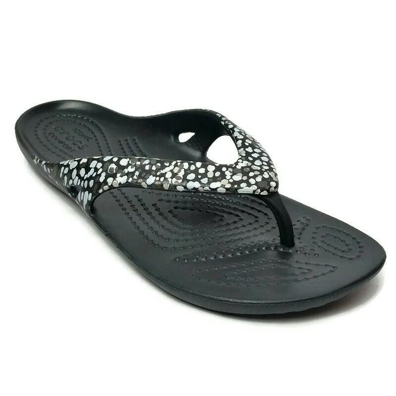 Crocs Women s Kadee II Dots Graphic Flip Flops Sandals Black Size