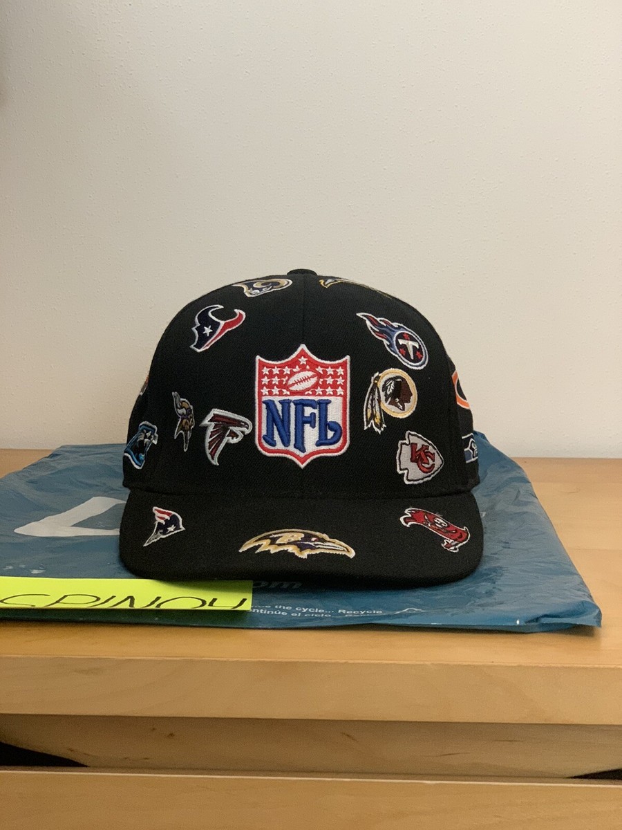 VTG RARE NFL ALL OVER TEAM LOGO REEBOK FITTED HAT CAP SIZE 7 1/2