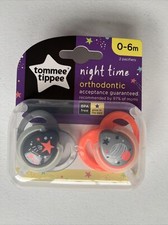 2 Tommee Tippee Pacifiers 0-6 Mo Shooting Star Space Glows in Dark nighttime