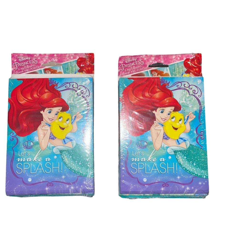 3 новых нераспакованных приглашения на день рождения American Greetings Little Mermaid Ariel спасибо - Изображение 3 из 4