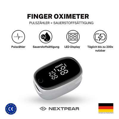 Pulsoxymeter Finger Sauerstoff Messgerät Puls Oximeter Blut SpO2 Pulsoximeter