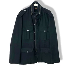 Perry Ellis men's pea coat jacket rain hood XL black