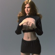 1:6 Scale Sexy Black Tops Skirt Clothes for 12" Female Action Figure Body