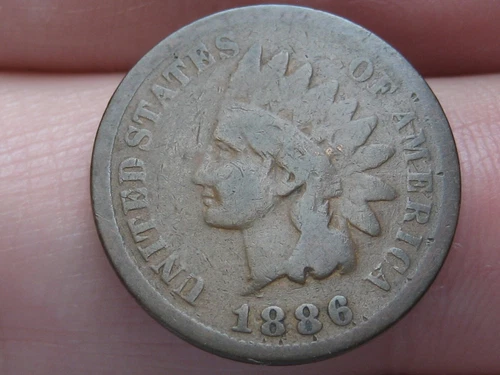 1886 Indian Head Cent Penny, Variety 1, Var 1, T1, Type 1- Good/VG Details