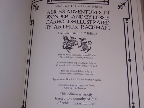 Easton Press ALICE ADVENTURES IN WONDERLAND Lewis Carroll ILLUS. Arthur Rackham - Picture 3 of 6