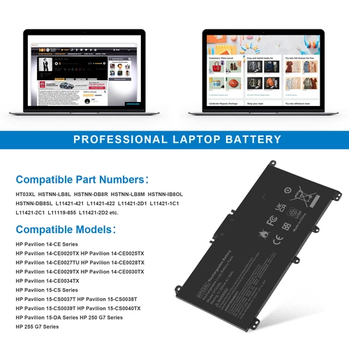 HT03XL WDX0R F3YGT Laptop Battery for HP DELL Inspiron Latitude Pavilion 42/60Wh - Picture 6 of 12