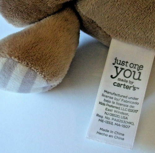 Carters Just One You 9" Brown Teddy Bear Plush Baby Rattle with Crinkle Legs - Picture 4 of 4