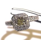 GIA 14k white gold yellow 1.72ct fancy diamond engagement ring Natural cushion — photo 2