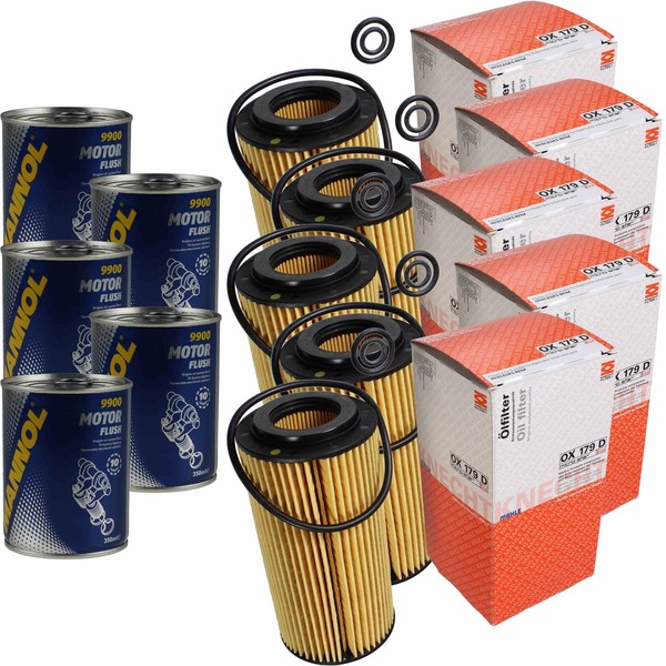 5X Original Mahle / Knecht ÖLfilter OX 179D + 5X SCT Motor Flush MotorspüLung-image