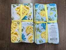 2Pk w/5 diff 100 cotton FAT QUATERS Bundle w/Maching Teal Blue-Yellow prints NEW