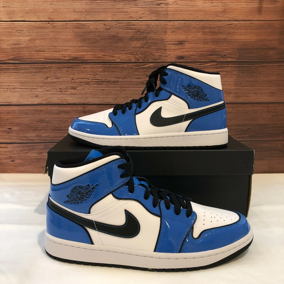 Blue leather jordans cheap