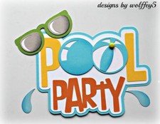 CRAFTECAFE POOL KID TITLE premade paper piecing scrapbook diecut piece WOLFFEY5