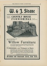 Ancienne publicité 1902 W & J Sloane meubles maison de campagne saule mobilier osier