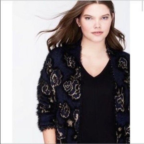 Lane Bryant Navy Open Front Leopard 