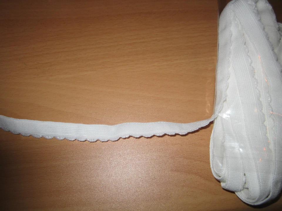 MARKENLOS ( 1,30 € / m ) 5 m Kanten Gummiband ca : 1 cm Breit Weiß EU ware (K G B Wei)