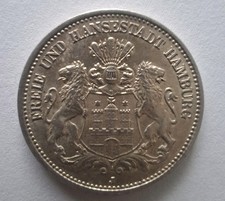 Silbermün. Zwei  MARK DEUTSCHES REICH 1913J FREIE UND HANSESTADT HAMBURG