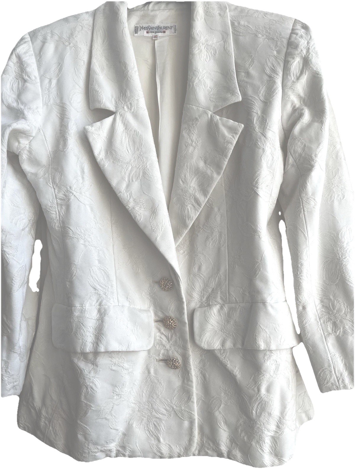 Giacca jacquard vintage anni 80 Yves Saint Laurent Rive Gauche avorio 40 12