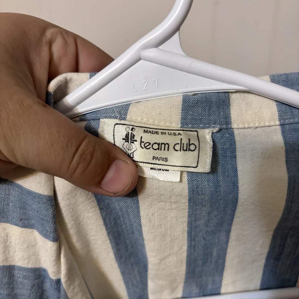 Blazer Vintage Rayón Azul Rayas Blanco Para Mujer Mediano Años 80 De Gran Tamaño Foto 2 de 4