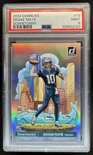 2024 Panini Donruss Drake Maye Downtown! SSP RC Rookie #13 Patriots PSA 9