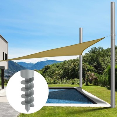 Sun Shade Sail Poles 12Ft 2.28 Diameter Heavy Duty 2 Pack Gray Miveda Spiral