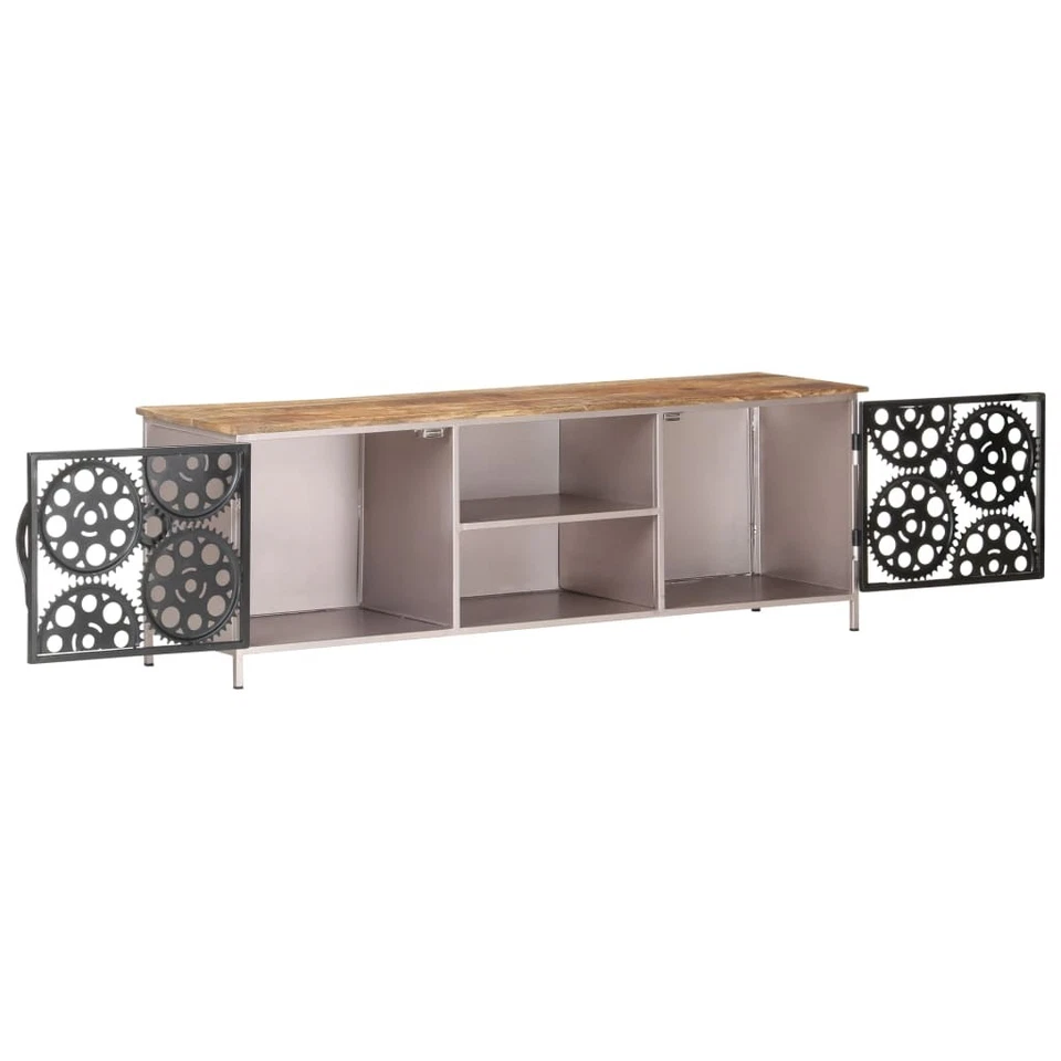 TV Cabinet Rough Mango Wood with Iron Accents vidaXL - Image 4 of 4