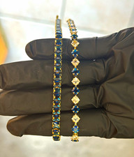 Lot of 2 Gold Plated Tennis Bracelets Blue & ...