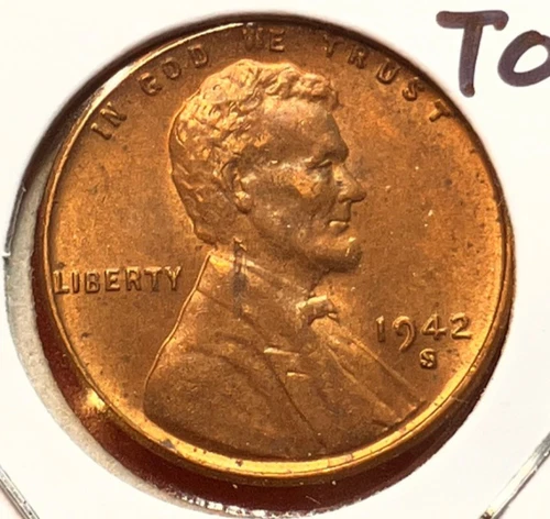 1942-S Lincoln Wheat Cent Penny GEM RED BU From an Original Bank Roll