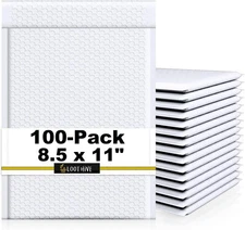 100-Pack WHITE 8.5 x 11" Padded POLY BUBBLE MAILER #2 shipping mailing envelope