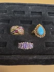 Lot of 3 Vintage Sterling 925  Gemstone Rings All Size 10. 19 Gm.