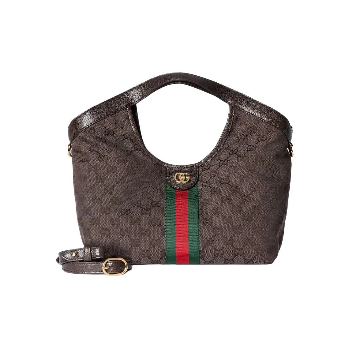 GUCCI Giglio Canvas Shoulder Bag Small Women's Dark Brown 9.8*5.9*7.9 in