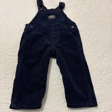 OshKosh B Gosh 9M Overalls Black Corduroy Made In USA Vestbak Bibs EUC