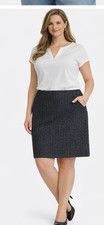Talbots Skirt Womens 18 Black Textured Career Knee Length Classic