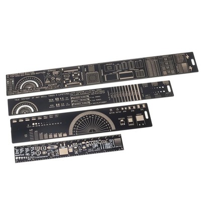 15cm 20cm 25cm 30cm Multifunctional PCB Ruler 4PCS:15+20+25+30cm, Black 