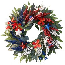 DecorbyHannah Patriotic Wreaths for Front Door, 18 inch 4th of July Wreath fo...