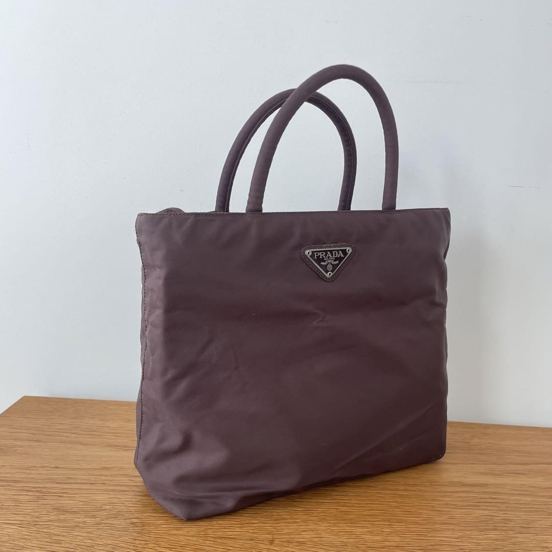 Prada Authentic Brown Nylon Shoulder Tote Bag Medium Women Made in Italy