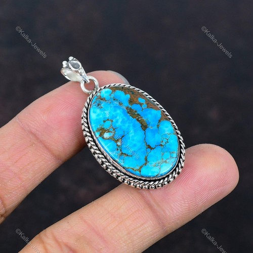 Tibetischer Türkis Edelstein Anhänger 925 Sterling Silber Handarbeit Designer Schmuck