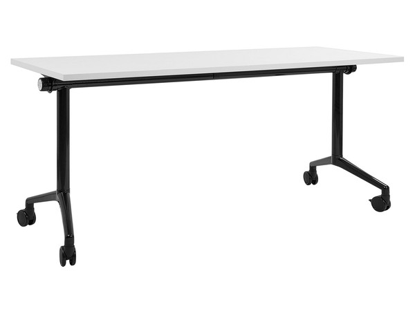 Schreibtisch Weiß / Schwarz 160X60 Cm Klappbar Mit Rollen Modern Cavi-image