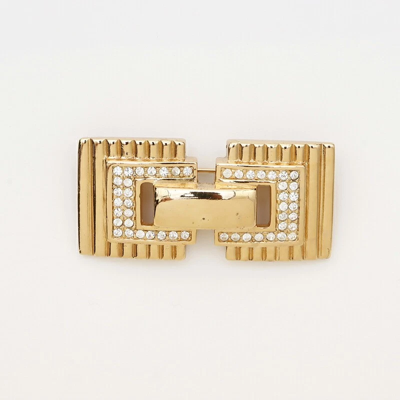 Broche Christian Dior vintage strass doré occasion bijou classique